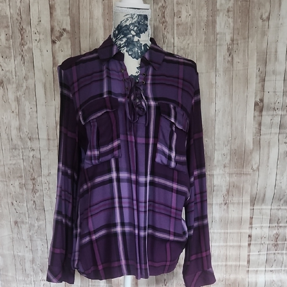 Como Vintage Size Large MSRP $34.00 Purple Long Sleeve Notched Collar Shirt